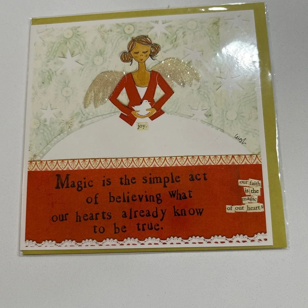 Christmas Holiday Card Set Of 2 Angel Nativity‎ Jesus New Curly Girl Design